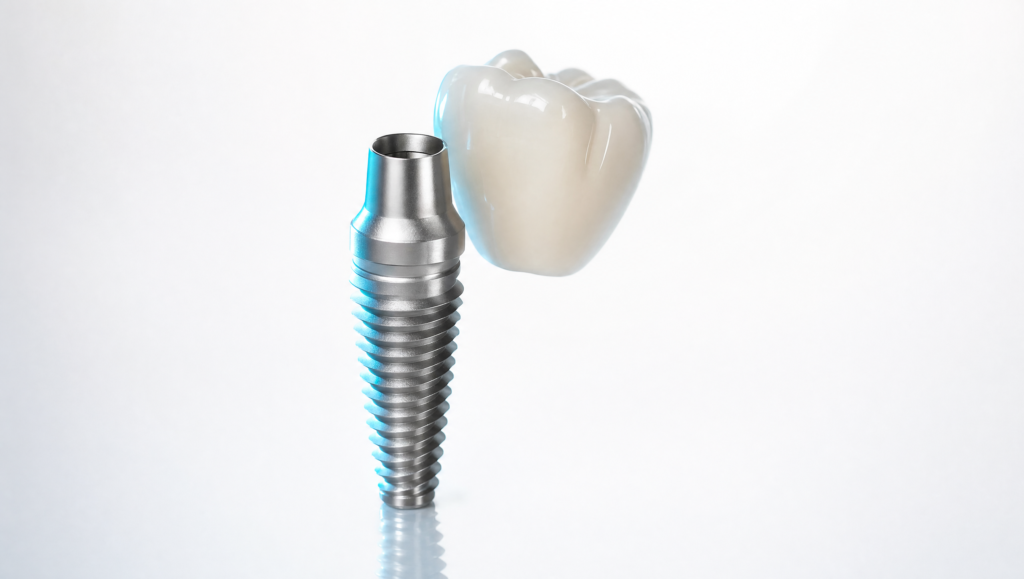 Dental implants Tamarac FL - titanium implant post with porcelain crown