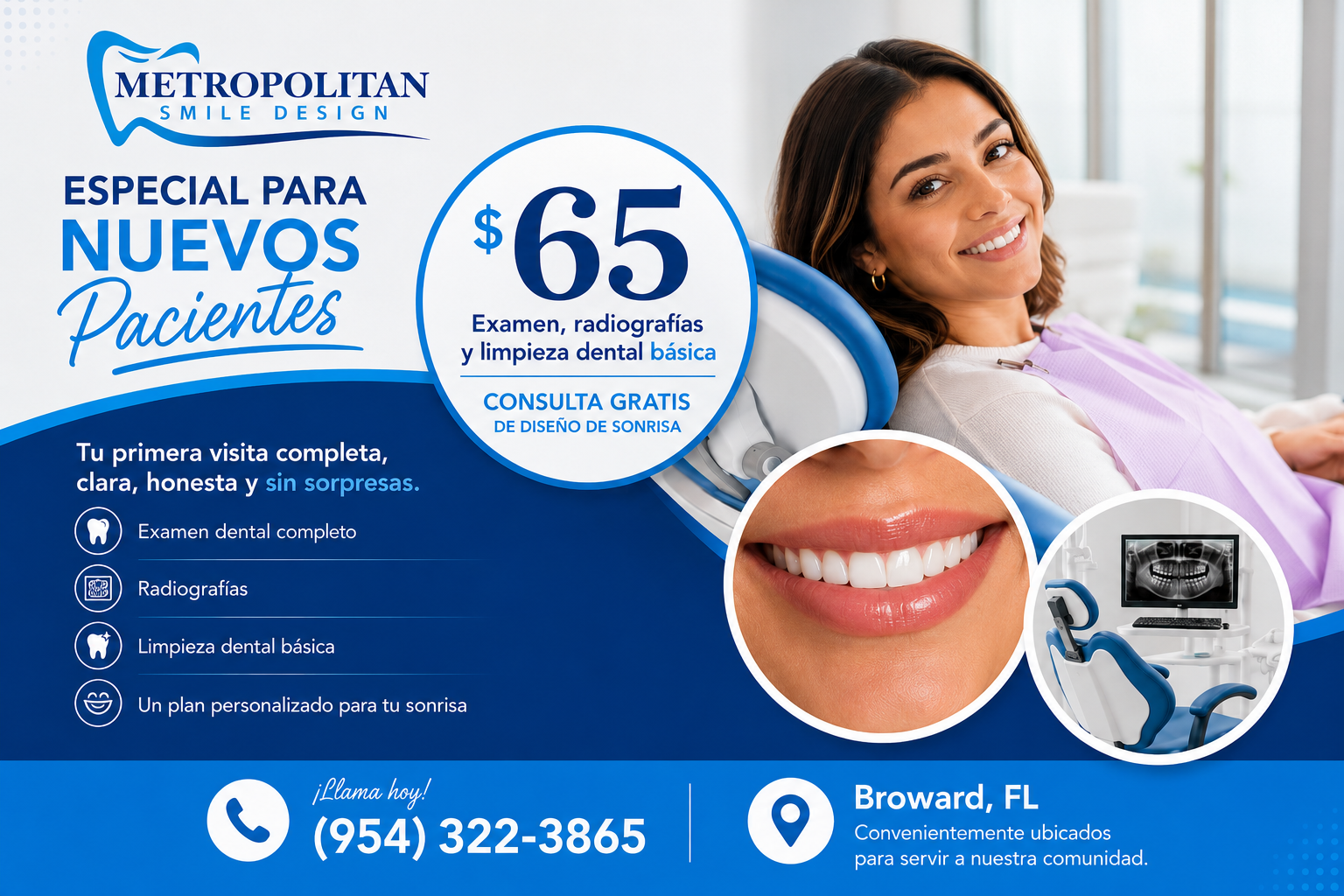 Especial Pacientes Nuevos $65 — Metropolitan Smile Design, Broward County
