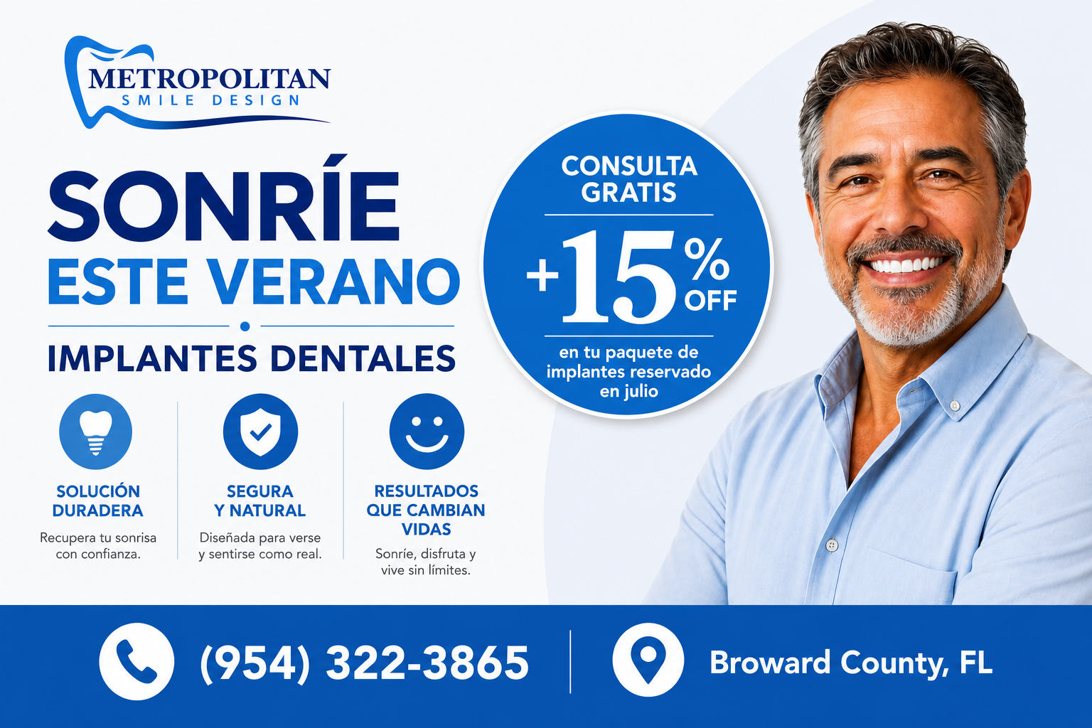 Sonríe este Verano — Implantes Dentales, consulta GRATIS + 15% OFF, Broward County