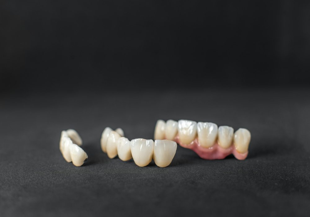 Dental crowns on the black background